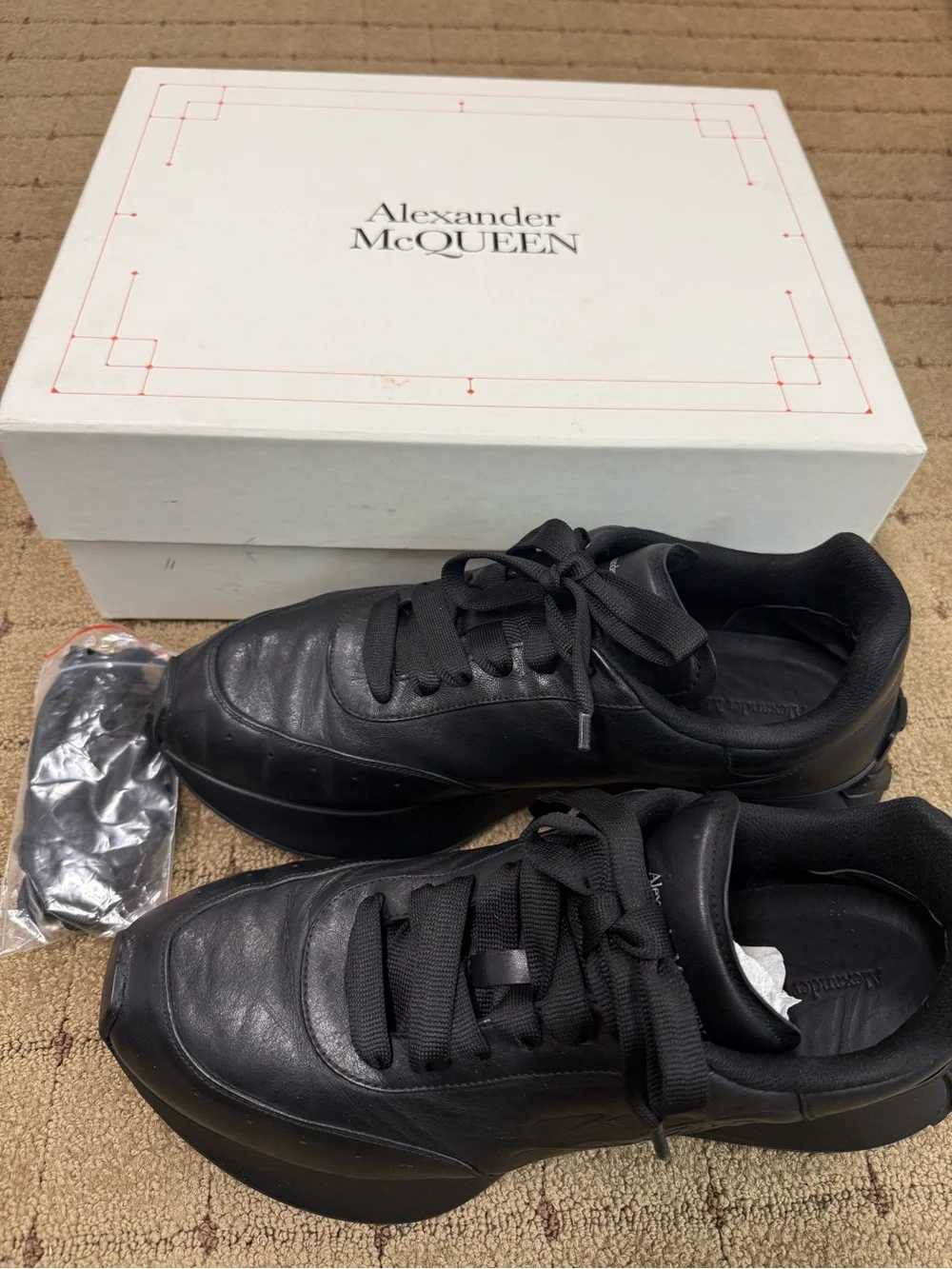 Alexander McQueen Black Leather Men’s Sneakers